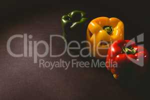 High angle view of carved bell pepper on table