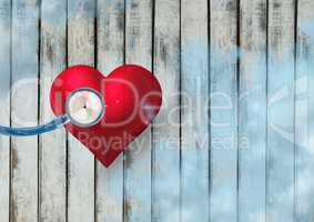 3d Heart with stethoscope