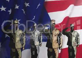 veterans day soldiers in front of flag