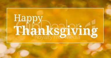 Happy thanksgiving text with warm yellow leaves