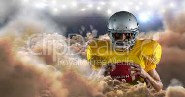 american football player in clouds