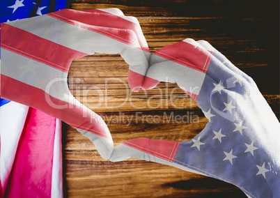 Veterans day, flag usa on hands