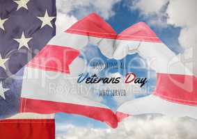 Veterans day, flag usa on hands