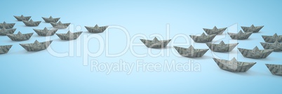 Paper money dollar boats with blue background