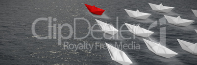 Composite image of digital image of paper boats