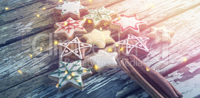 Gingerbread cookies arranged in christmas tree shape