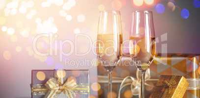 Gift boxes with champagne flutes