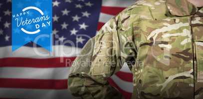 Composite image of mid section of military soldier