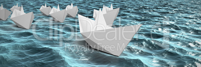 Composite image of composite image of paper boats