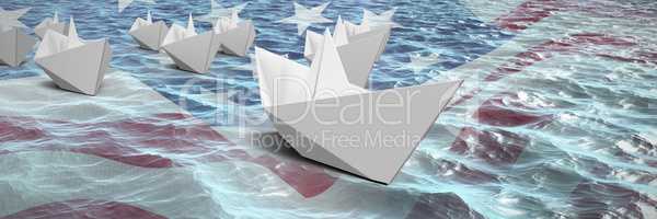Composite image of composite image of paper boats