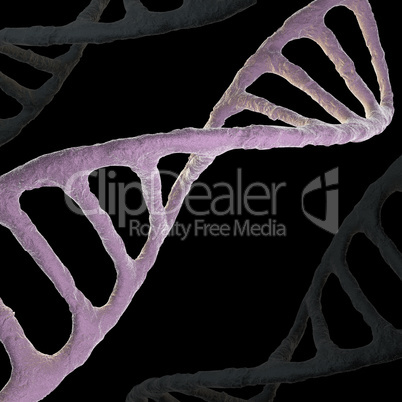 DNA biochemistry with dna molecule on blue background 3d illustration