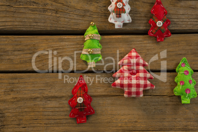 Overhead view of various Christmas tree decoration