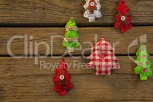 Overhead view of various Christmas tree decoration