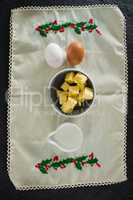 Eggs and cheese on a place mat
