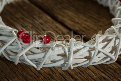 High angle view of white wreath