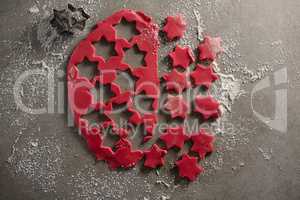 Star shape cookies with flour and cutter
