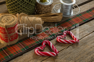 Thread spools with candy cane