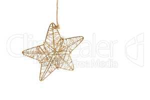 Handmade star hanging against white background