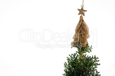 Decorated christmas tree against white background