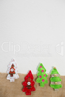 Various handmade christmas tree on white background