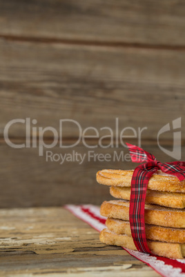 Stack of sweet food tied with ribbon