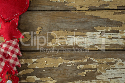 Christmas decorations on wooden table