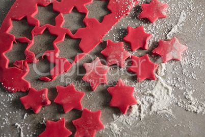 Star shape cookies with flour