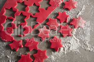 Star shape cookies with flour
