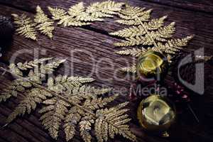 Christmas decoration on wooden plank