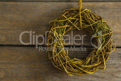 Directly above shot of Christmas wreath