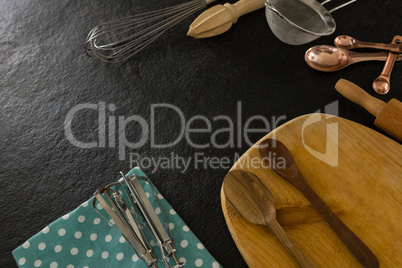 Various cookie utensils on table