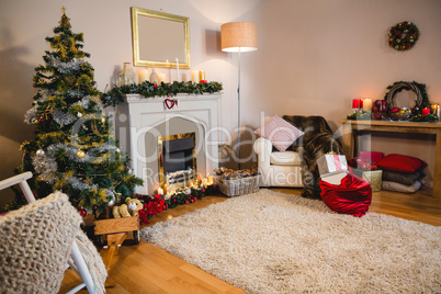 Living room during christmas