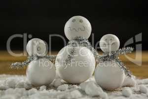 Close up of artificial snowman decoration