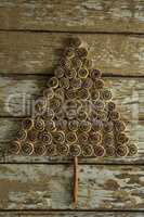 Chocolate cookies arranged in christmas tree shape