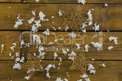Artificial snow with star shape decoration