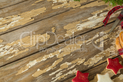 Star shaped cookies on wooden table