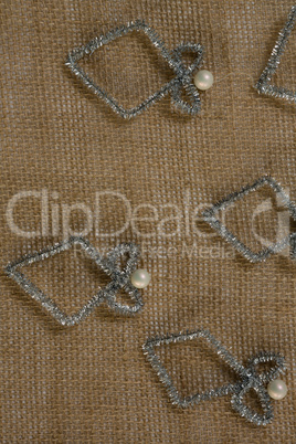 Christmas decorations on jute