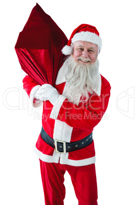 Santa Claus holding christmas bag