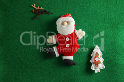 Christmas decoration on green background