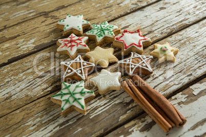 Gingerbread cookies arranged in christmas tree shape