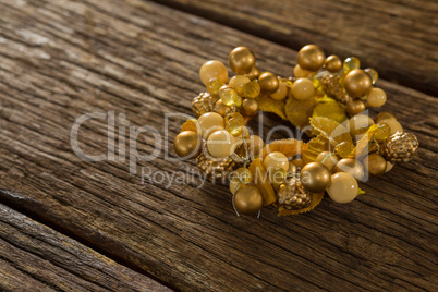 Close up of golden Christmas decoration
