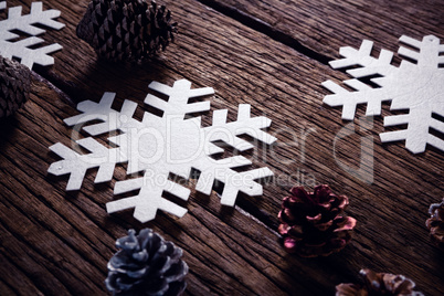 Christmas decoration on wooden plank