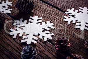 Christmas decoration on wooden plank