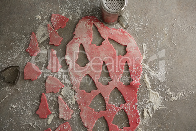 Cookie dough with flour shaker strainer and cutter