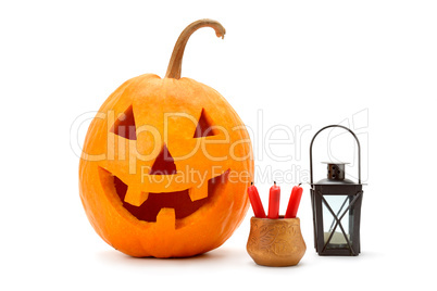 halloween pumpkin (Jack-o'-lantern) isolated on white background