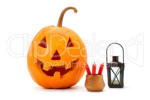 halloween pumpkin (Jack-o'-lantern) isolated on white background