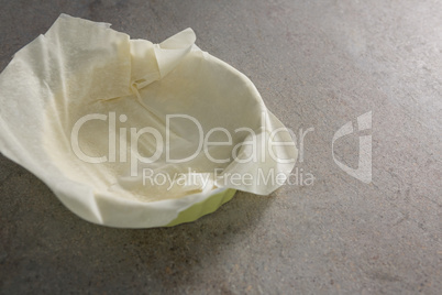 Wax paper on bowl