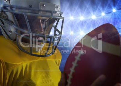 american football  player standing in stadium close up