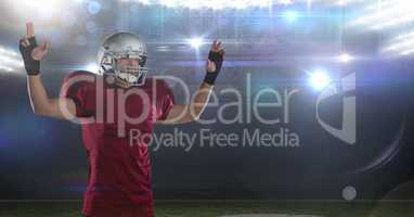 american football  player in stadium cheering