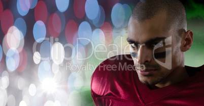 American football player with sparkles transition